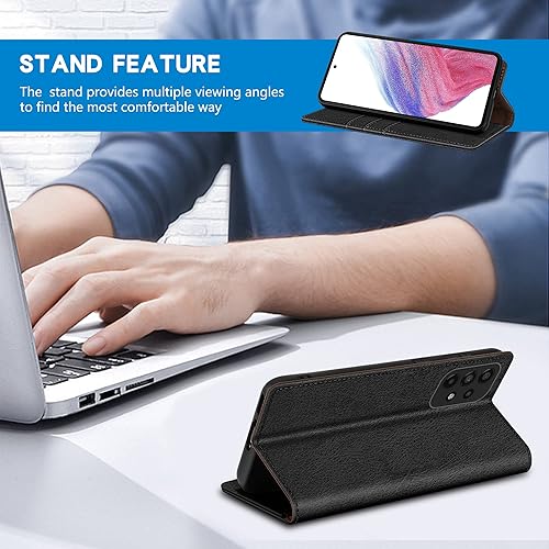 Miniatura 5 de ZZXX Funda tipo cartera para Samsung Galaxy A53 5G con bloqueo RFID, soporte de ranura para tarjetas, funda protectora de cuero magnético fuerte