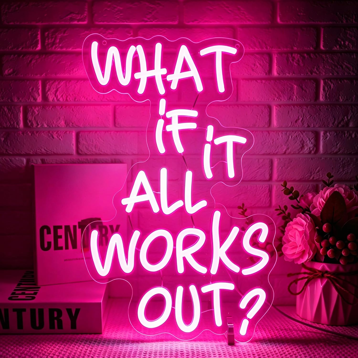 What If It All Works Out Neon Sign Led Neon Lights Neon Signs for Wall Decor Light Up Sign for Birthday Party Club Gift