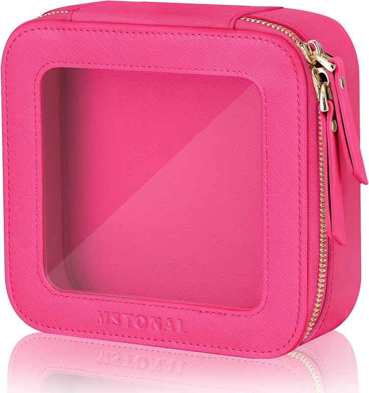 Necessaire de maquiagem transparente MSTONAL, modelo compacto, Hot Pink