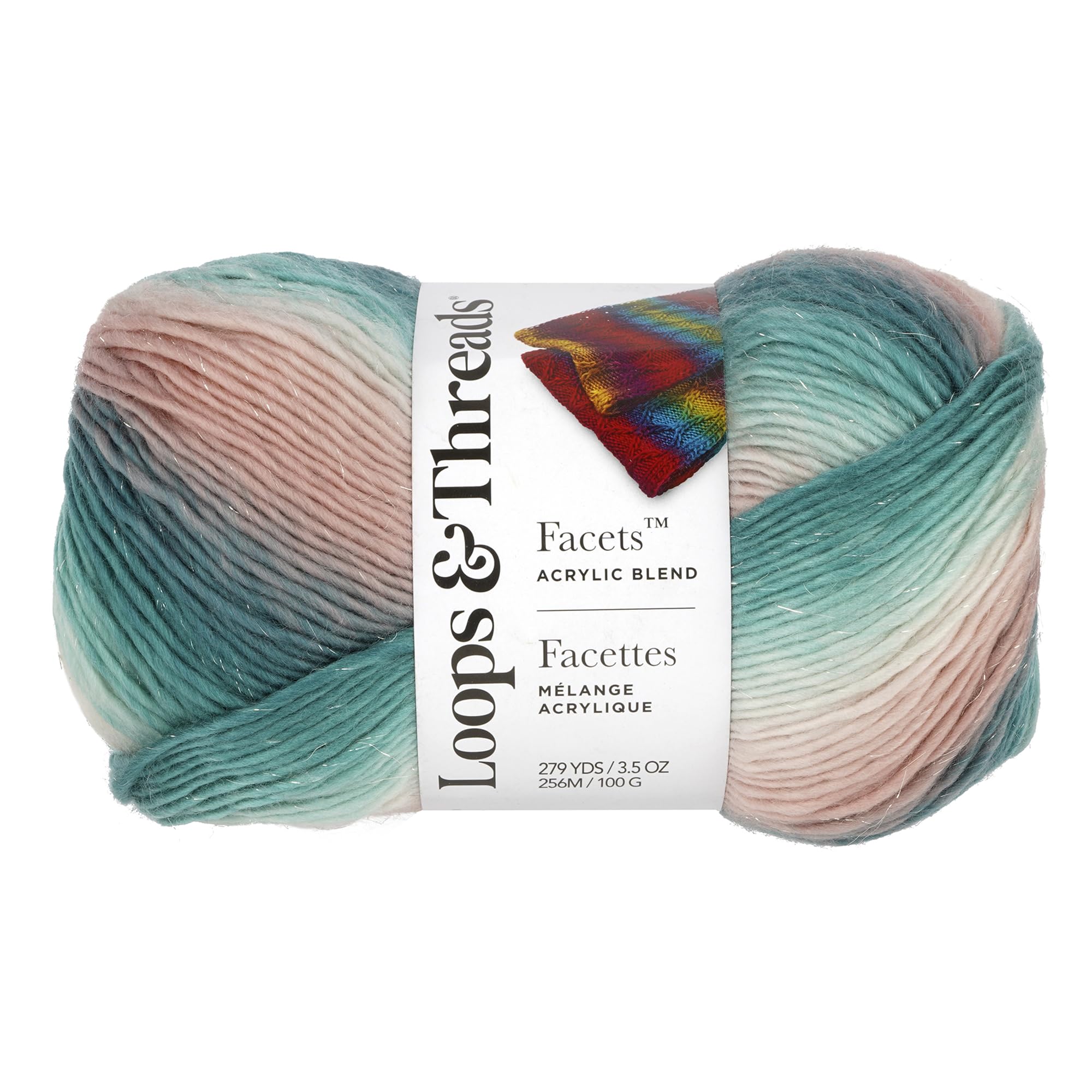 Facets Yarn by Loops & Threads - Yarn for Knitting, Crochet, Weaving, and Arts & Crafts - Ocean Jasper, Acrylic, 3.5 oz