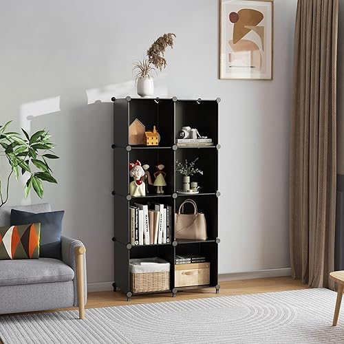 Miniatura 2 de AWTATOS Organizador de almacenamiento de 8 cubos, estante organizador de armario, estantería, estantes de almacenamiento apilables para armario