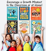Vista 5 de HoneyKICK Growth Mindset Posters for Elementary, Middle, High School Classroom Décor - 6pc Set Inspirational and Motivational Classroom Posters - 11