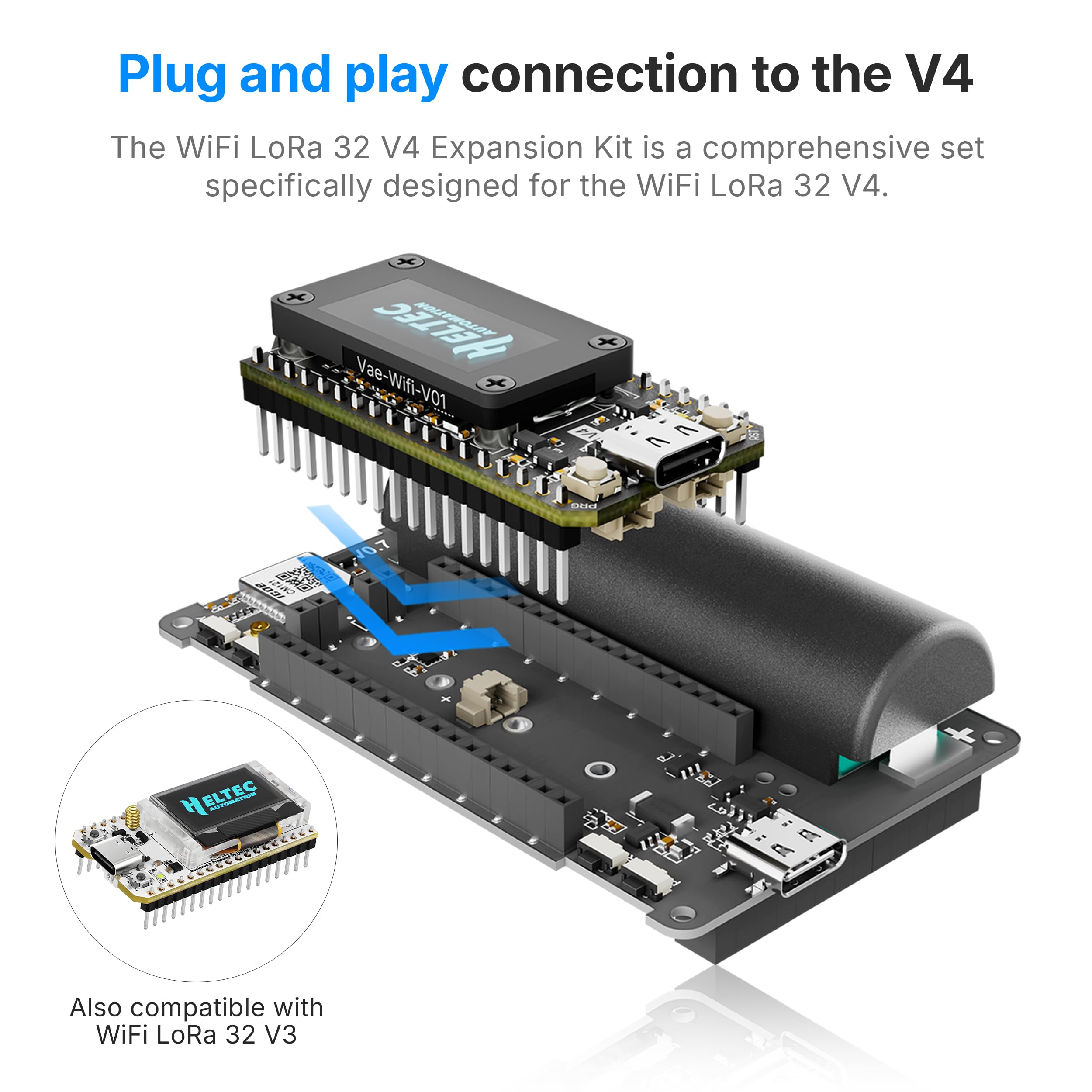 Heltec ESP32 LoRa V4 - Kit de placa de desarrollo de vidrio templado | Con BME280 GXHTV3 Buzzer Completo Sensor Suite ESP32 S3 SX1262 Todo en Uno para Kit de Monitoreo Ambiental Meshtastic
