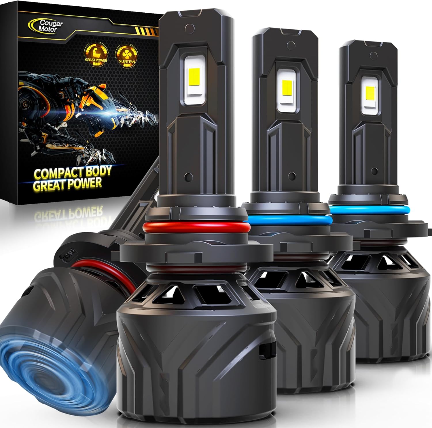 Cougar Motor 9005 9006 Fog Light Combo, Cooling Fan Driving Light Powersports for UTV ATV Off-Road Use or For Bulbs Plug and Play, Pack of 4