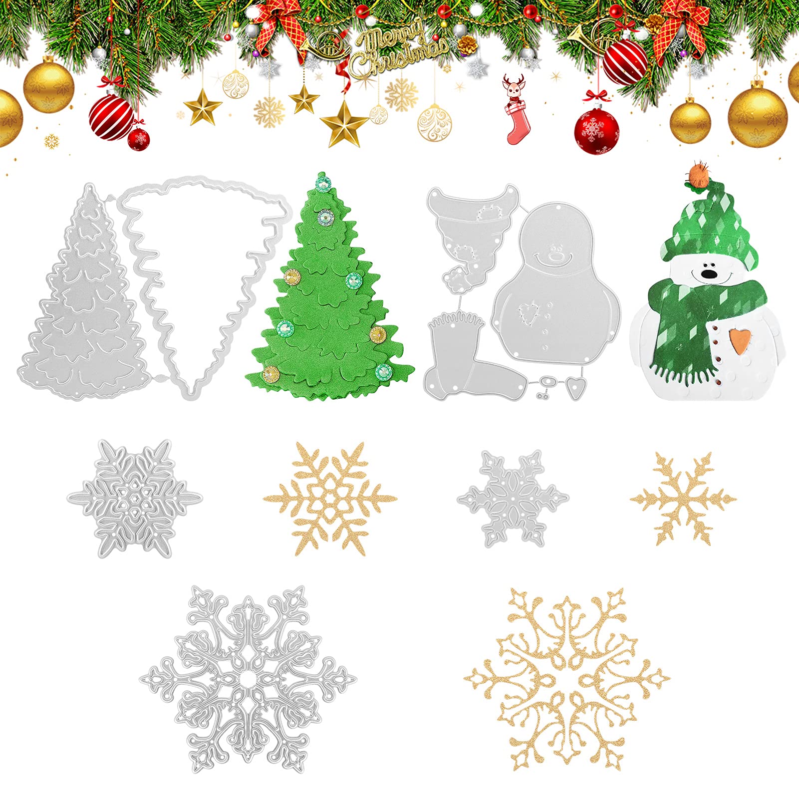 5Pcs Die Cuts for Card Making,Snowman Cutting Dies Snowflakes Metal Cutting Dies Embossing Stencil for Scrapbooking Paper Card Template