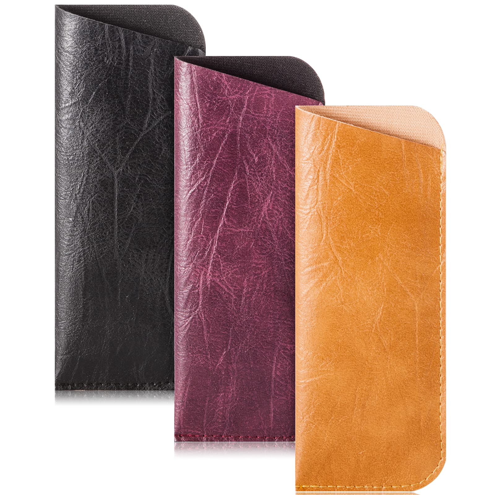TRIUMPH VISION Reading Glasses Pouch Eyeglass Sleeve Soft Case Slim 3 Pack