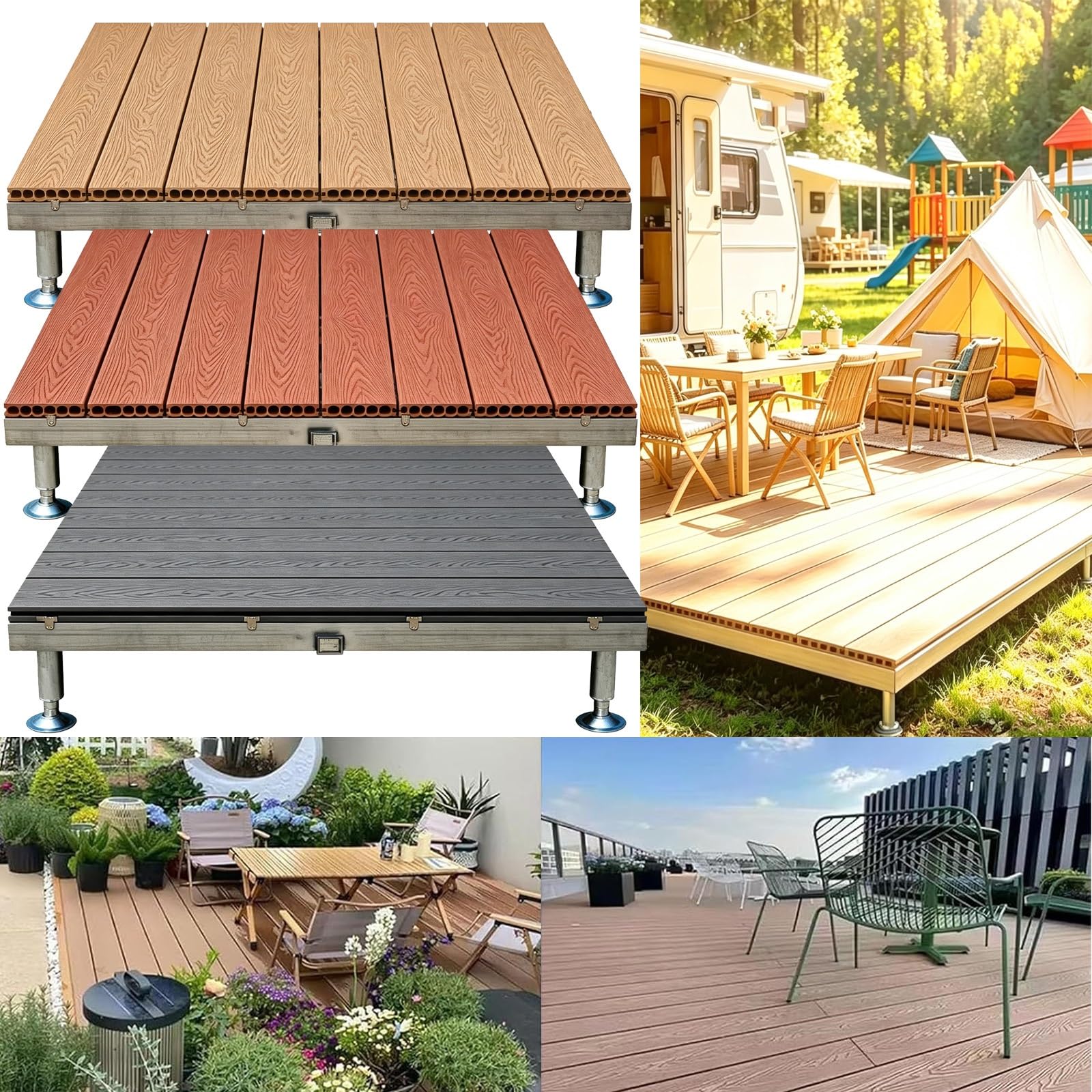 Plataforma Elevada For Exteriores Antideslizante, Baldosas For Terrazas Elevadas For Exteriores con Marco De Metal, Enclavamiento, For Patio, Patio, Camping(Gray)