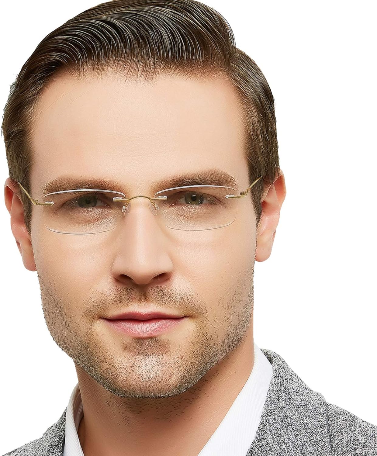 OCCI CHIARI Reading Glasses 3.0 For Women Men Trendy Reader with Titanium Frameless Clear Lens 1.0 1.5 2.0 2.5 3.0 3.5 1.25 1.75 2.25 2.75 - Image 2