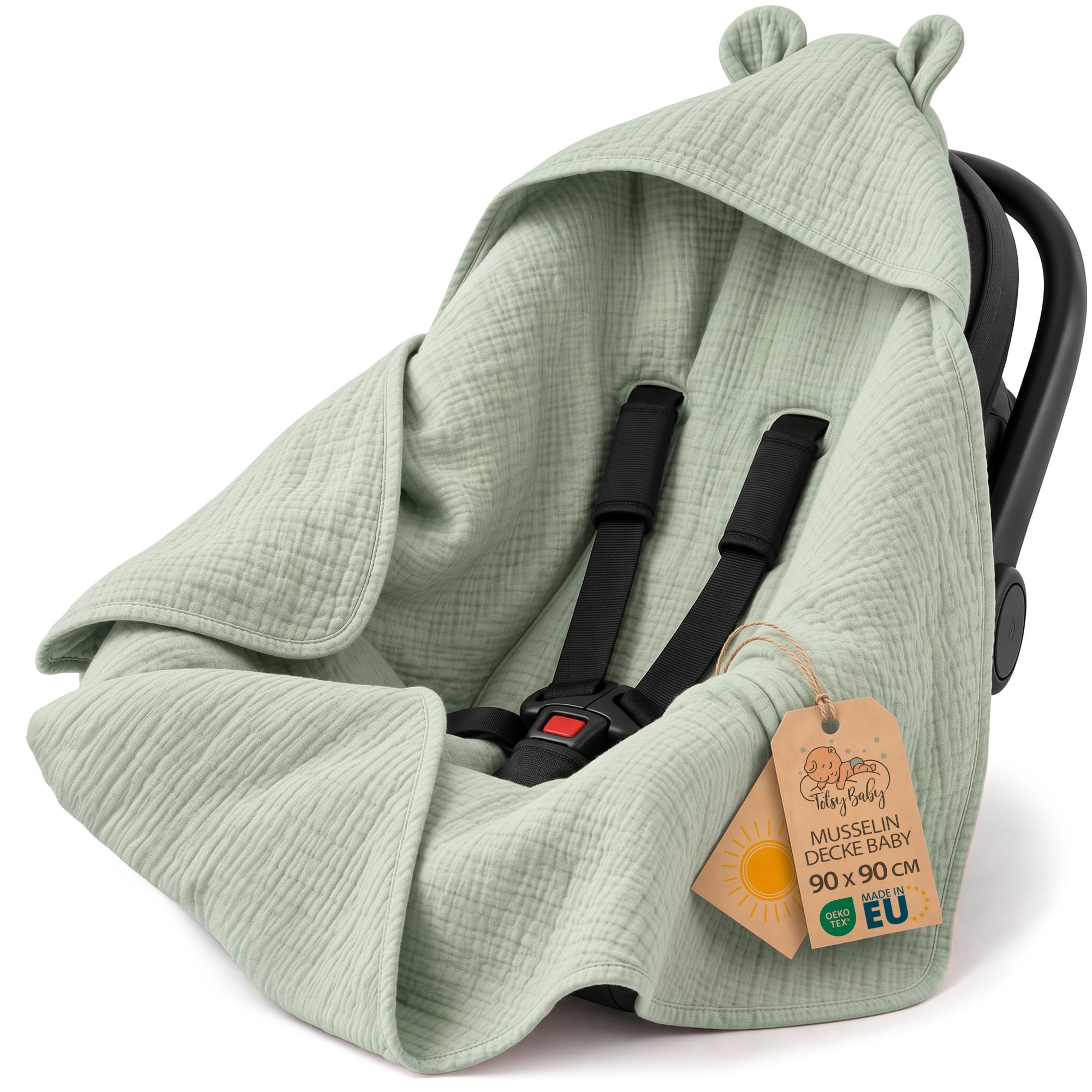 Musselin Decke Baby leichte Einschlagdecke Babyschale Sommer 85×85 cm