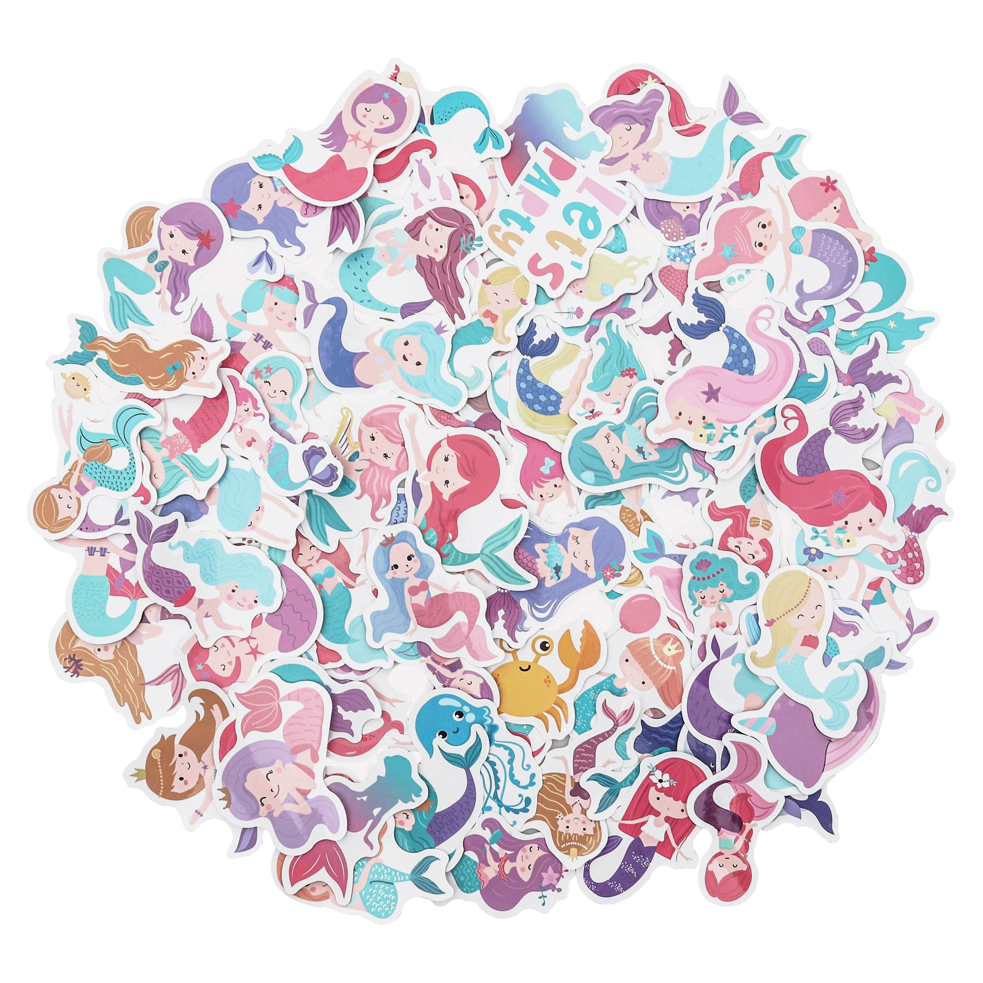 100 Pack Mermaid Stickers, Mermaid Party Favors, Birthday Decorations