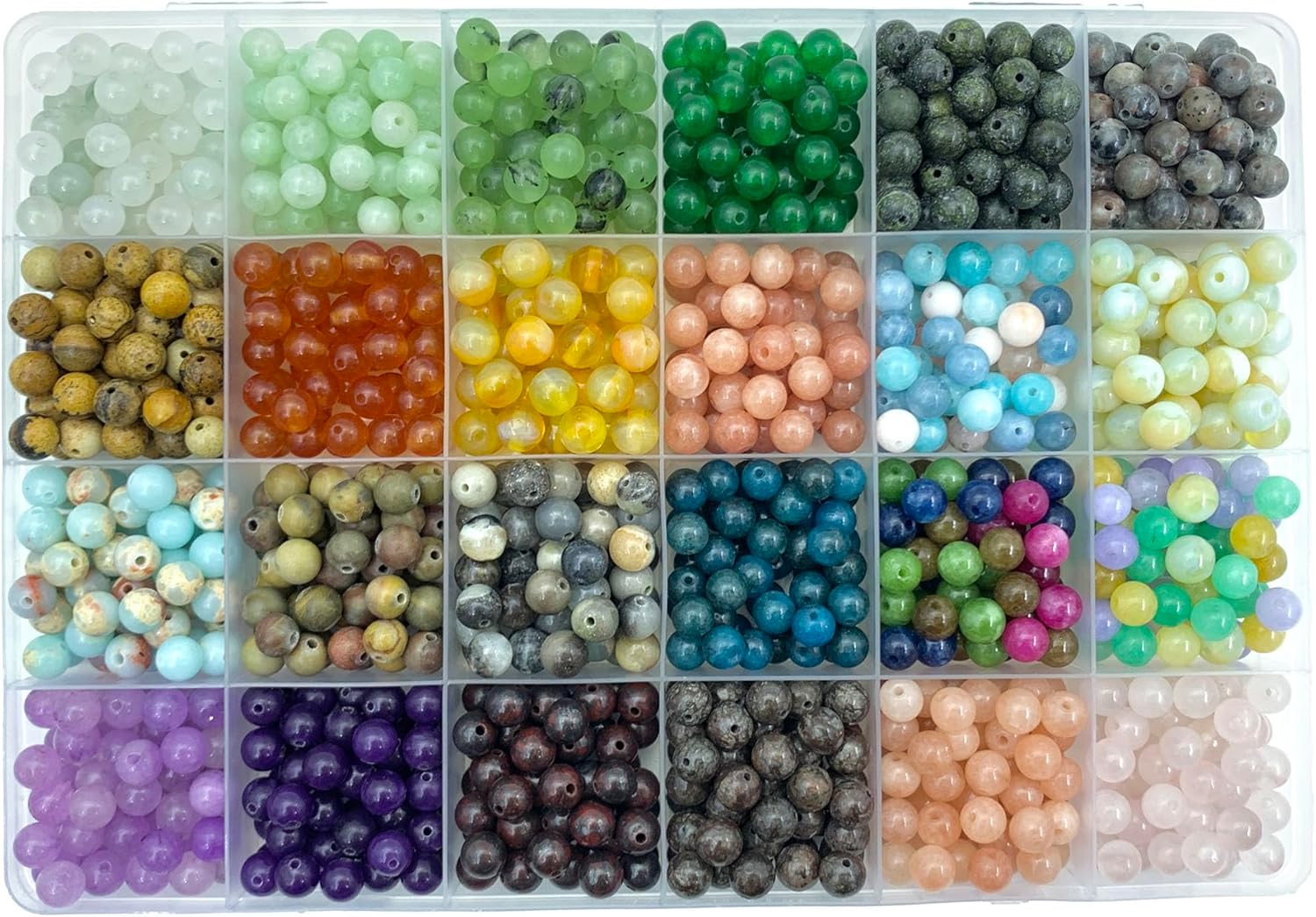 Asingeloo 48PCS 8mm Blue Sand Stone Natural Round Loose Beads For