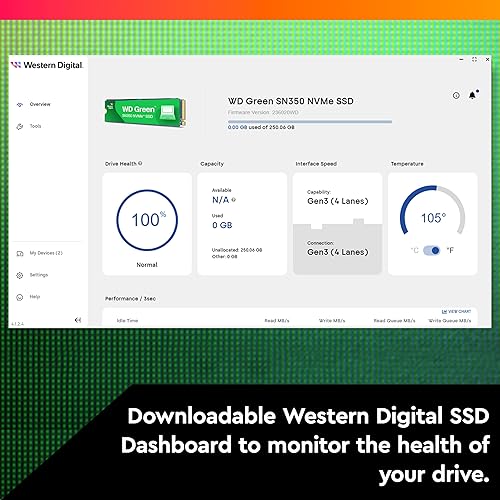 Vista 17 de Western Digital WDS500G2G0C - Unidad de estado sólido SSD interna WD SN350 NVMe de 500 GB, color verde, Gen3 PCIe, M.2 2280, hasta 2.400 MB/s