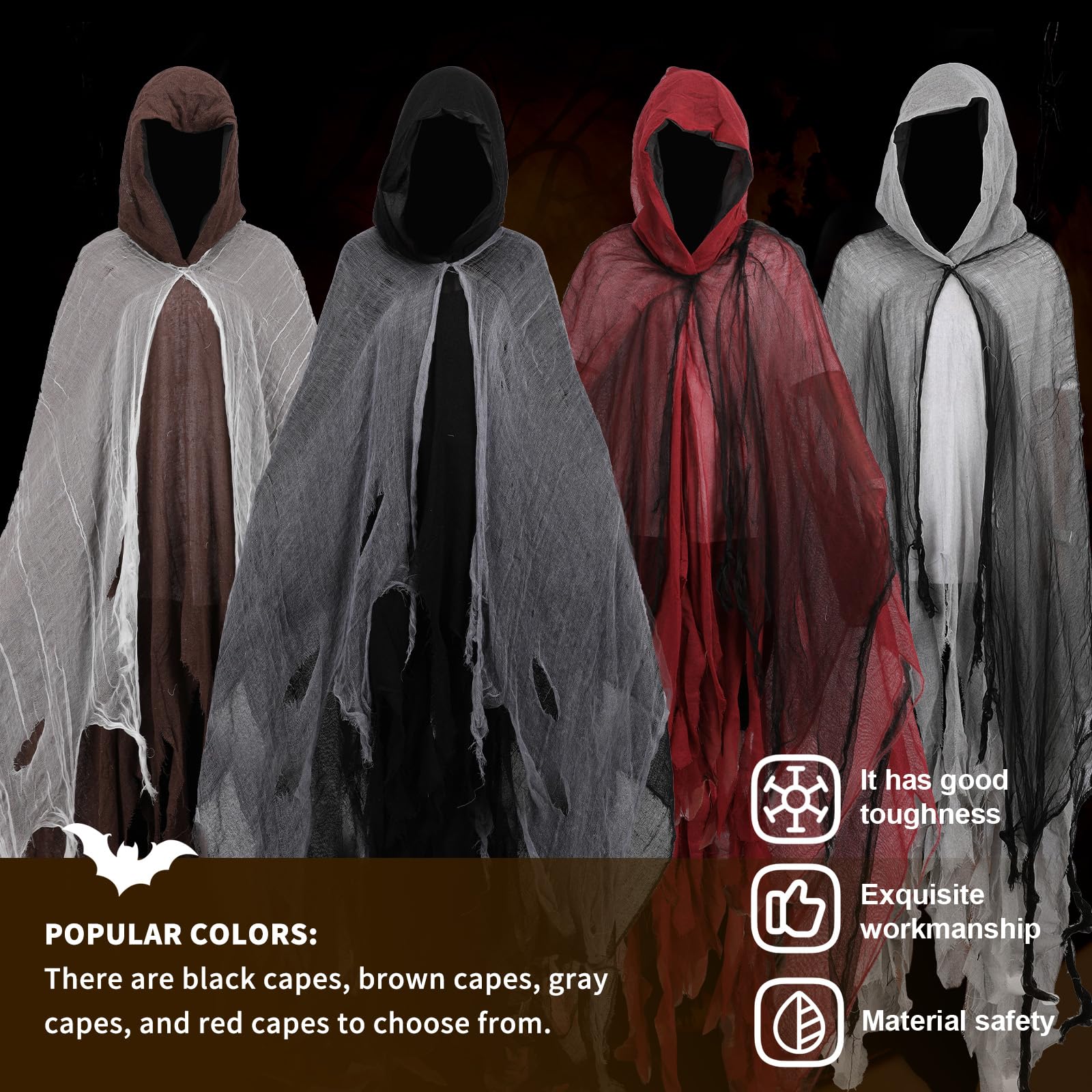 Joyincoser Hooked Cloak Medieval Renaissance Gothic Wizard Cape Death Costume Horror Scary Ghost Cosplay Halloween Gifts for Carnival Party Masquerade (Brown) - Image 3