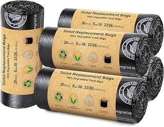 BLIKA 100 Count Toilet Replacement Bags, 8 Gallon, 30 Liter, Heavy Duty 1 Mil, Compost Bags 8 Gallon, Camping Toilet Bags for Portable Toilet, Car Travel, Camping, Long Trips