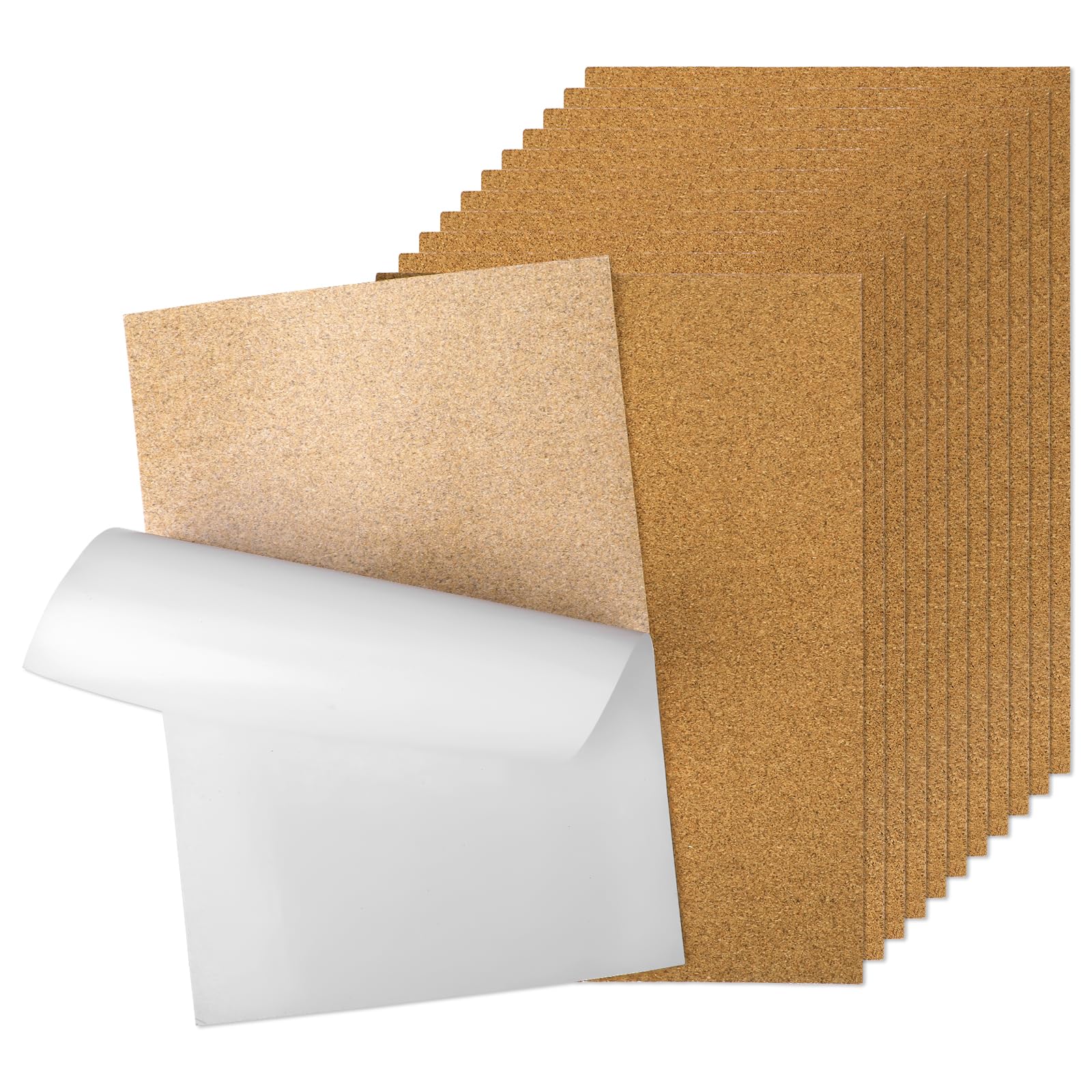 Gosknor 12pcs Self-Adhesive Cork Sheet, 11.81x8.27x0.04 Inch Cork Backing Mat for Coasters Cork Pads with Adhesive Back Cork Coasters Cork Plant