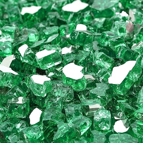 Miniatura 10 de Mr. Fireglass Vidrio de fuego de 10 libras, rocas de vidrio templado reflectante de 1/2 pulgada de alto brillo para chimenea, mesa de hoguera y Oro