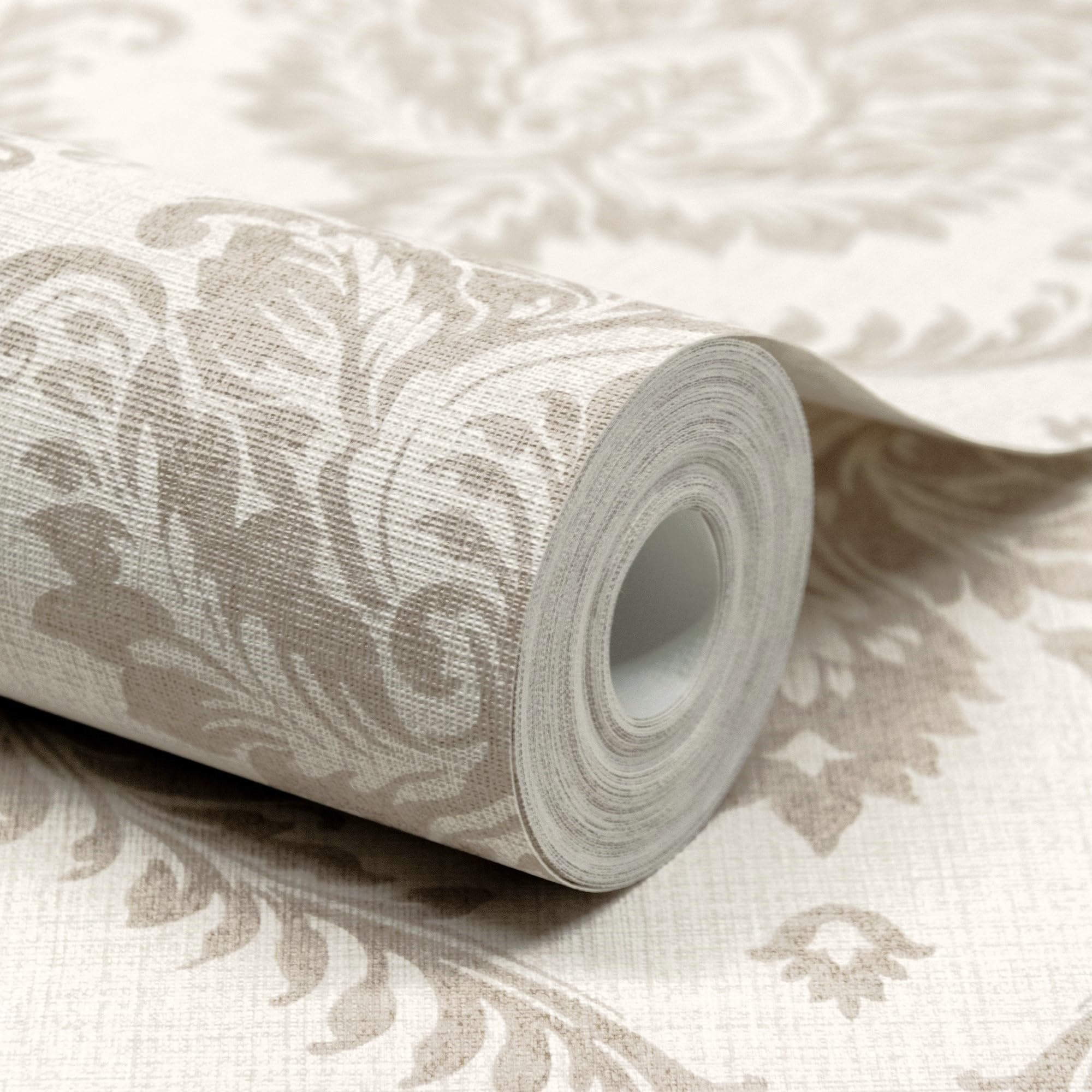 Grandeco Beige Classical Grand Damask Textured Wallpaper, Neutral Size 2.7116858226