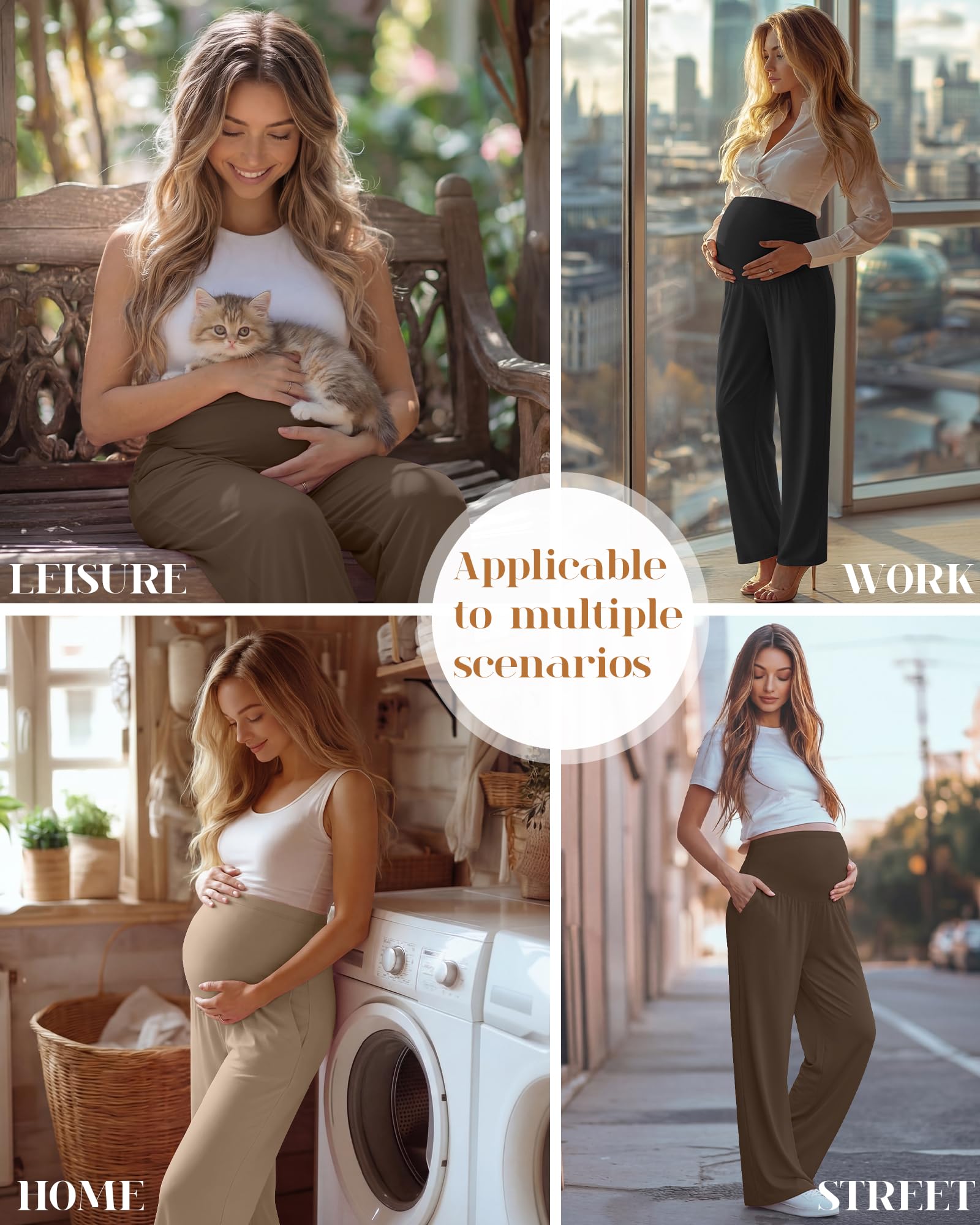 Xuniea 3er-Pack Umstandshosen für Damen