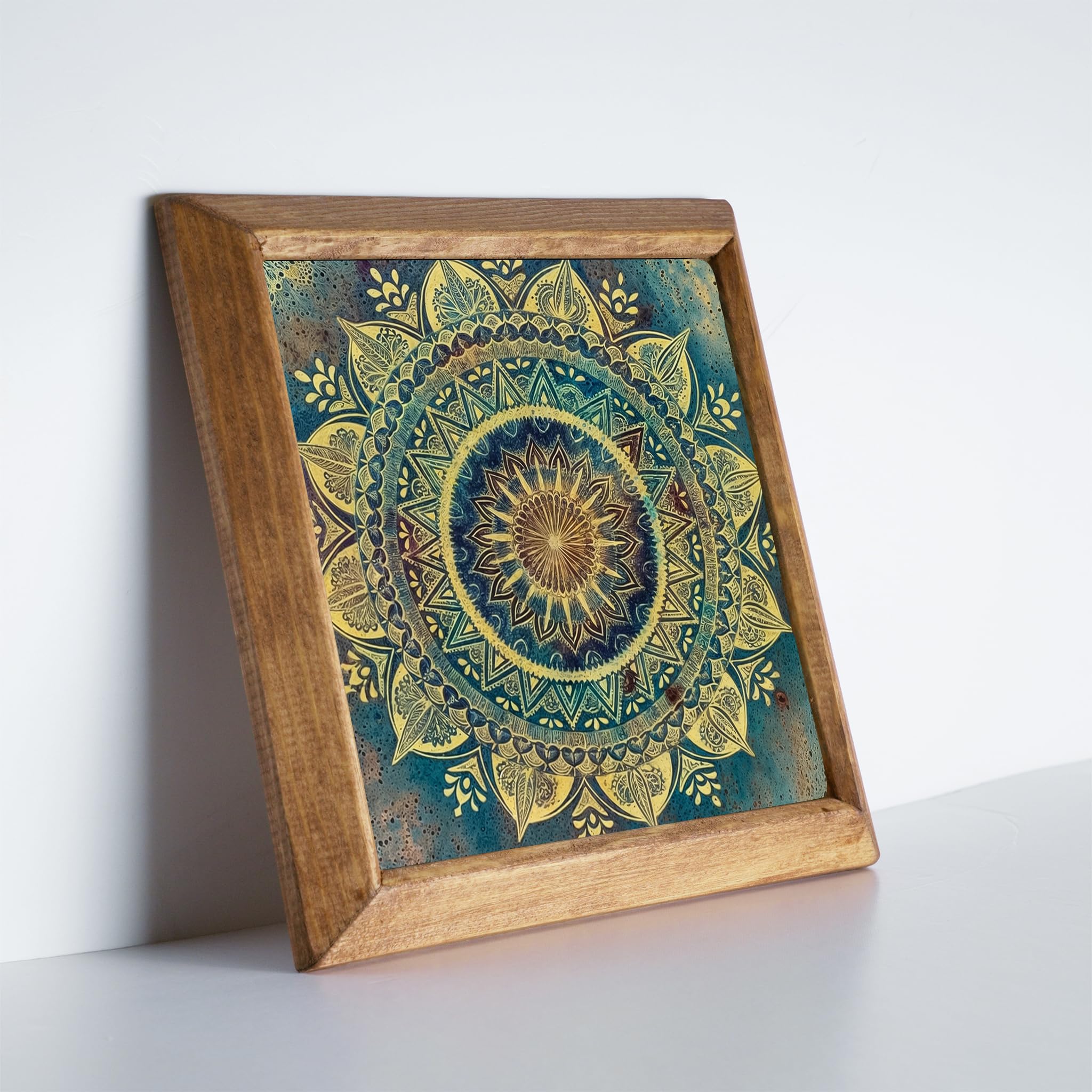 Mandala Green Stone Wall Art - Boho Spiritual Yoga Meditation Handmade Gift 25cm