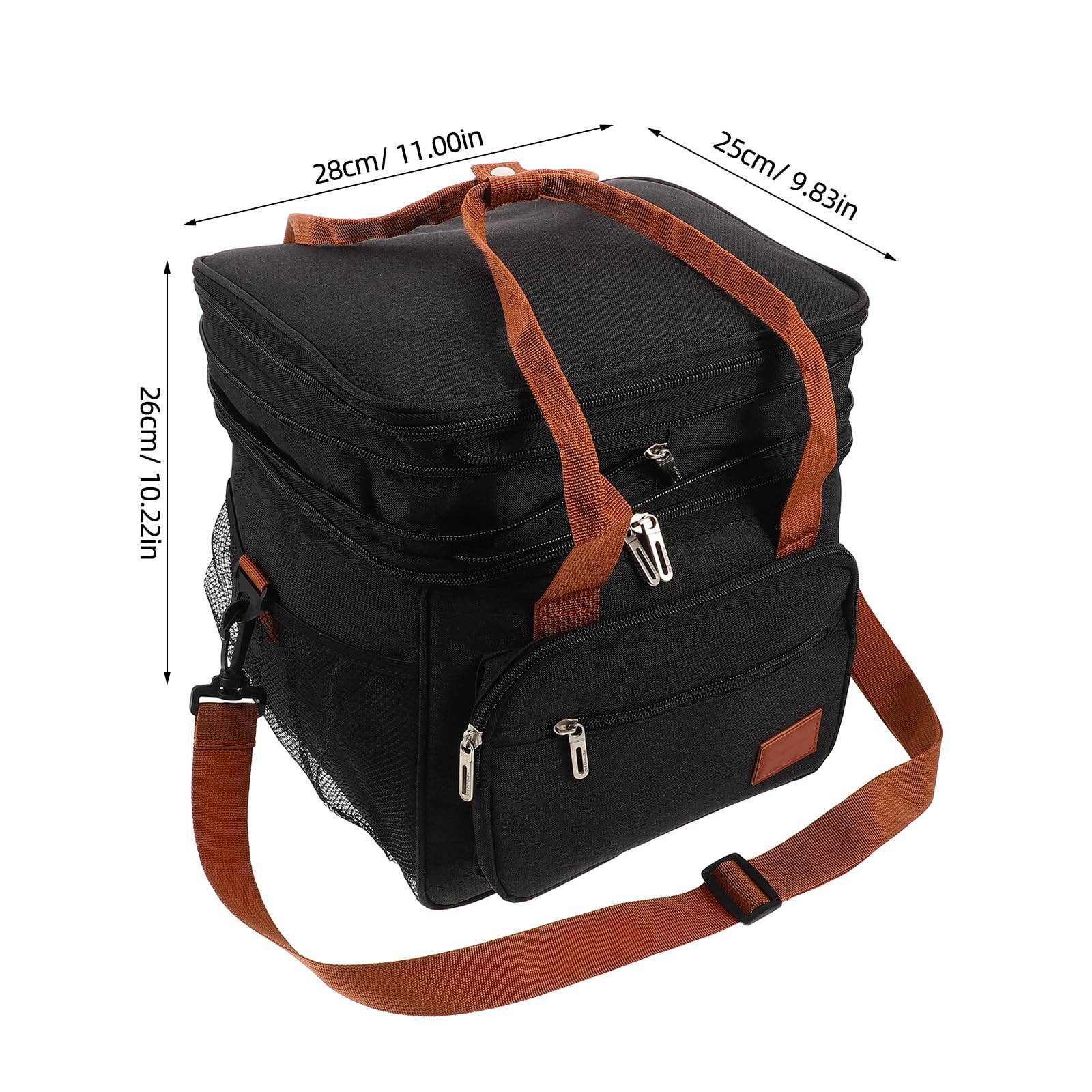 Operitacx Fiambrera de doble capa, bolsa térmica para el almuerzo, bolsa refrigeradora expandible, ligera a prueba de fugas con correa para el hombro, para hombres y mujeres, 28 x 26 x 25 cm.