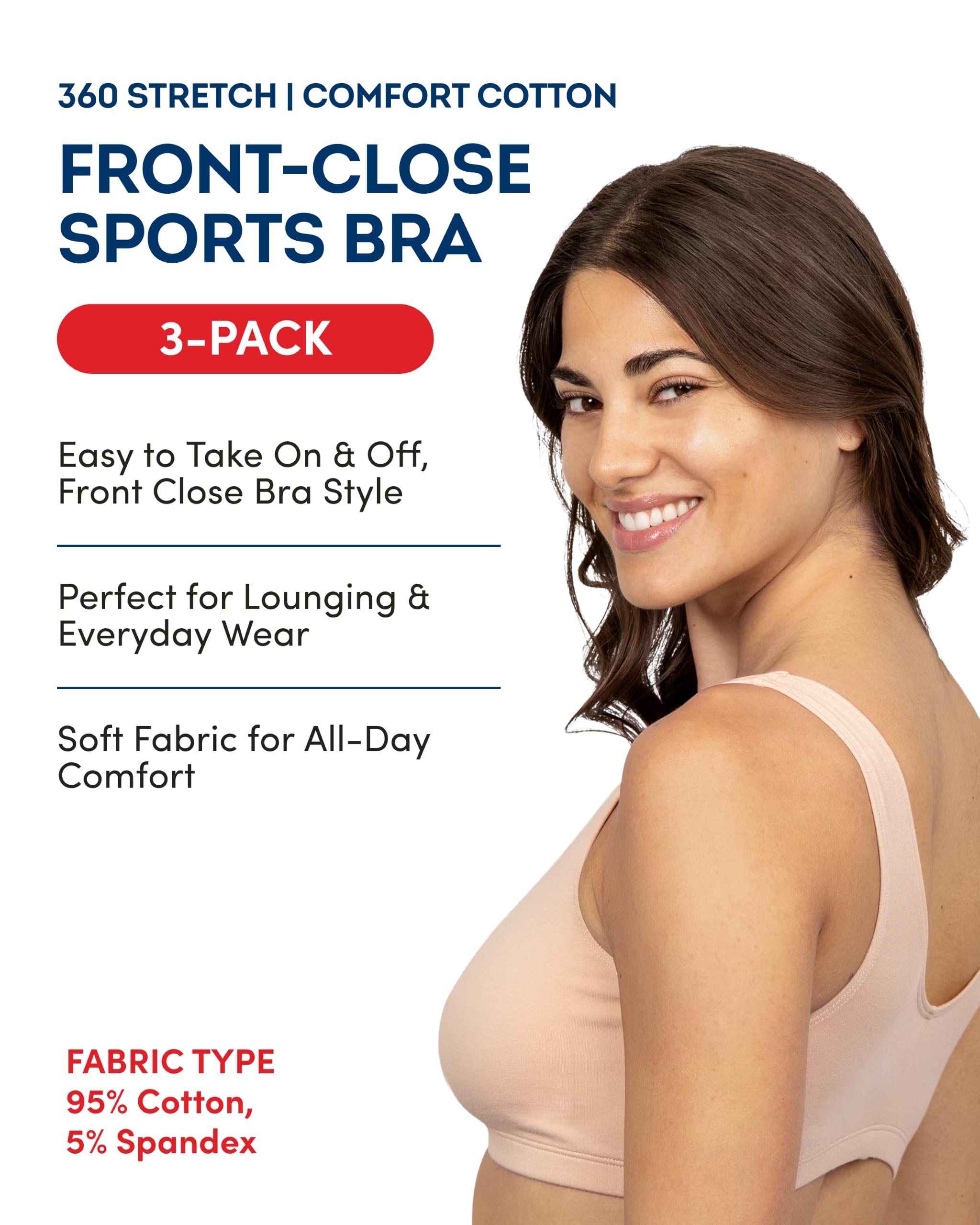 Fruit of the Loom Soutien-Gorge en Coton à Fermeture Avant pour Femme