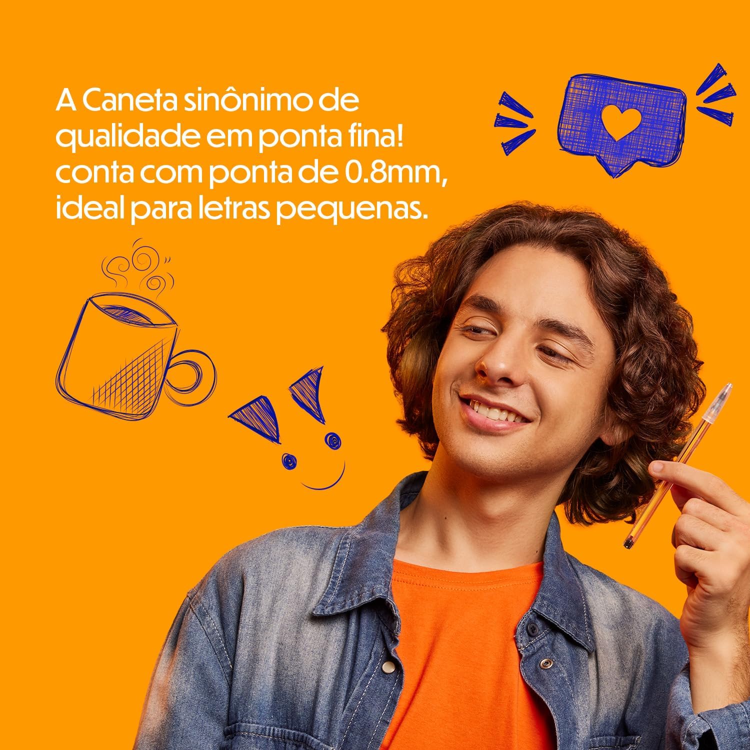 BIC, Caneta Esferográfica Escrita Fina, Cristal Fina, Preta, 50 Unidades