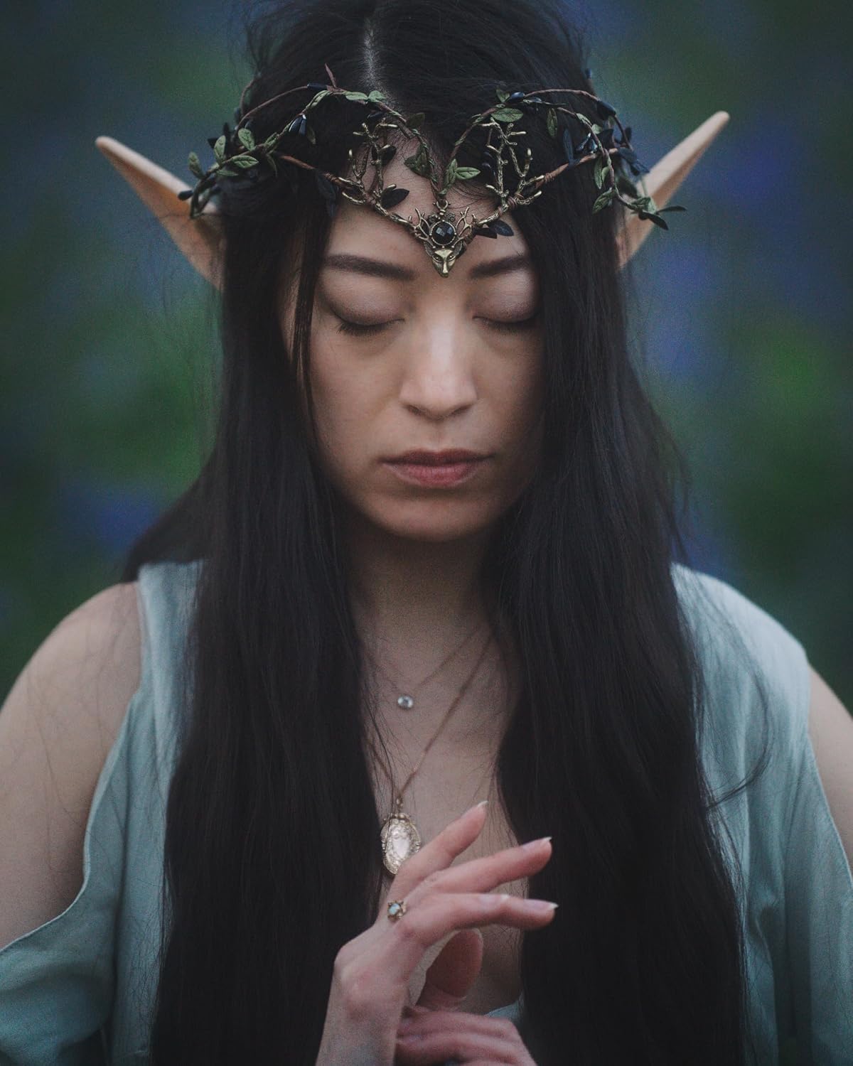 MOSTORY Elf Antler Crown Set - Handmade Woodland Fairy Crown with Elf Ears Kit for Renaissance Cosplay Hallowe