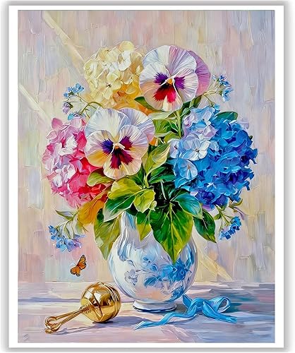 Miniatura 11 de HITO Paquete de 6 pinturas por números para adultos, kit de pintura por números para adultos, flores, fácil de pintar por números, perfecto para