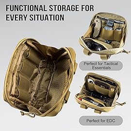 OneTigris MOLLE Pouch, Tactical Admin Pouch Belt EDC Tool Organizer Zippered Utility Waist Pack 7.5x5x2(Brown)