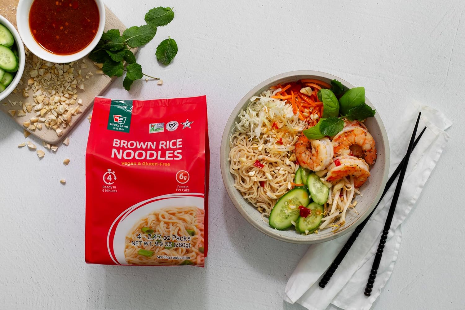 Gloryland Brown Rice Noodles (10oz) - Pack of 6