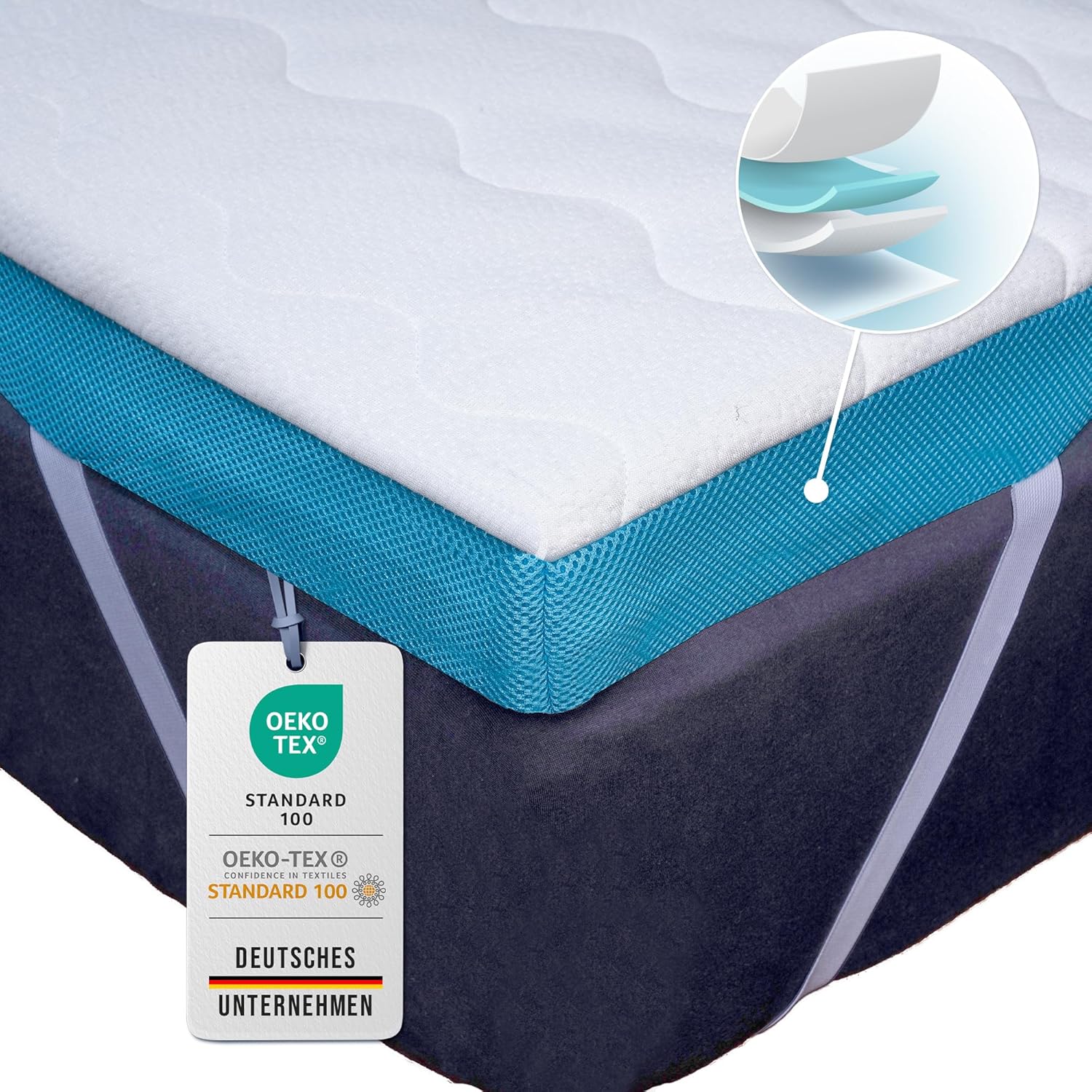 Amazon.de Komfortec Gel Topper 180x200 cm H3/H4, Matratzentopper für