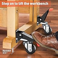 Vista 4 de SPACEKEEPER Juego de ruedas retráctiles para banco de trabajo, 720 libras, ruedas giratorias de banco de alta resistencia, ruedas retráctiles