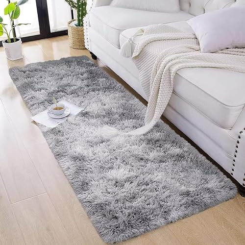 Miniatura 4 de Vafodo Fluffy Bedroom Carpet, 2x3 Feet Shaggy Fuzzy Rug for Kids & Baby, TyeWater Gray Area Rug for Living Room, Cute Room Decor