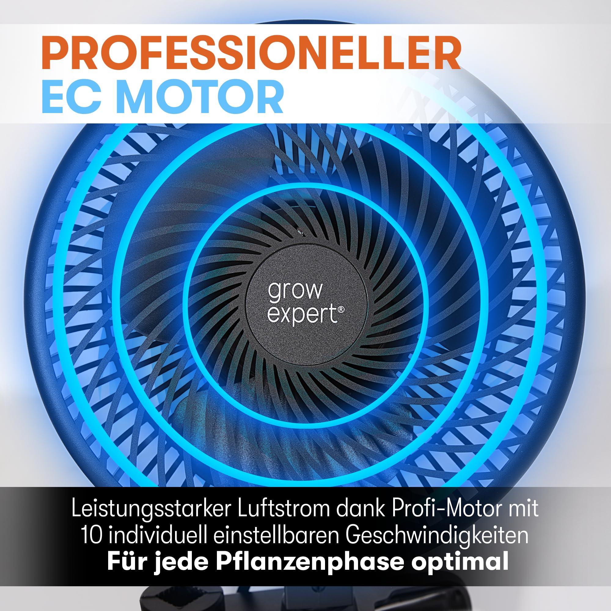 Oszillierender Clip-Ventilator für Growbox & Growzelte EC-Motor mit 10 Stufen, 32 dB(A), 250 cm Kabel – Umluftventilator für Luftzirkulation & gesundes Pflanzenwachstum (1 Stück)