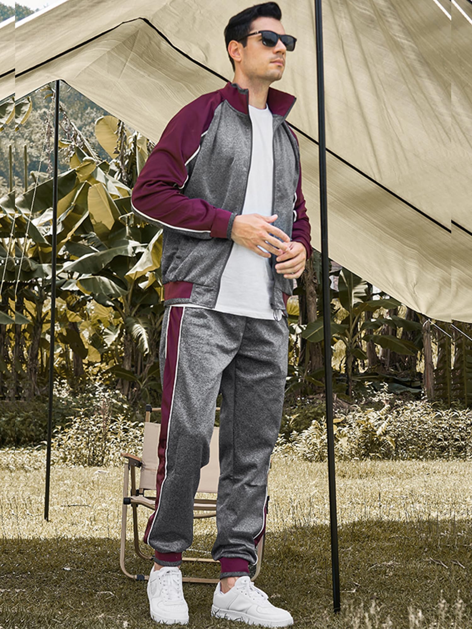 FTCayanz Trainingsanzug Herren Sportanzug Jogginganzug Männer Langarm Anzug Fitness Sporthose Freizeitanzug