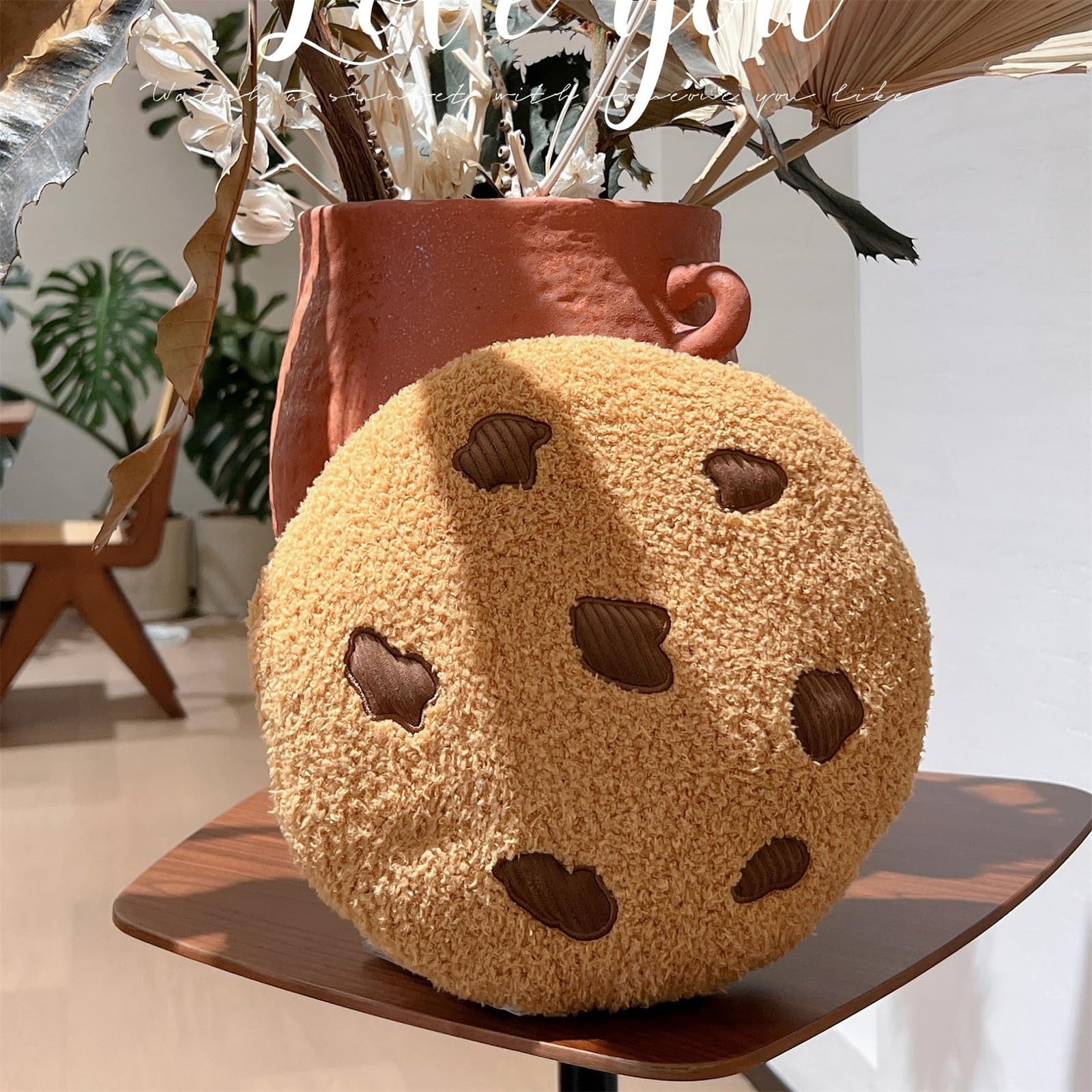 Herfair Cojín de galletas divertido decorativo de felpa, redondo, suave, para suelo, sofá, dormitorio, decoración, regalo