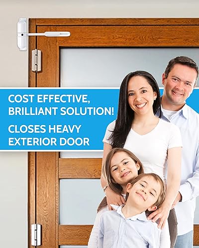 Miniatura 6 de Skywin Cierrapuertas  Paquete de 2 bisagras grandes de cierre de puerta blanca para cierre automático con muelle de seguridad, cierrapuertas para el