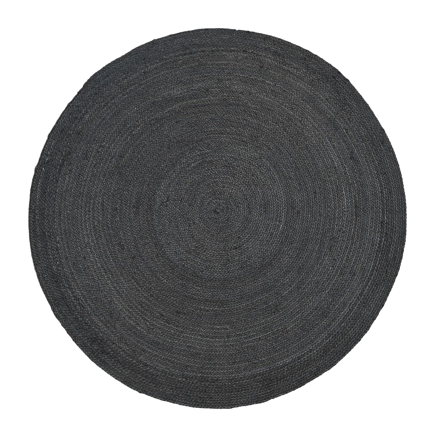 HANIESTA Round Jute AnthraciteRug, Natural Coil Handmade Rug in 100% Undyed Jute, Woven Area Rug for Living Room, Bedroom, Hallway & Scandinavian Home Decor, 200x200 cm — image 1