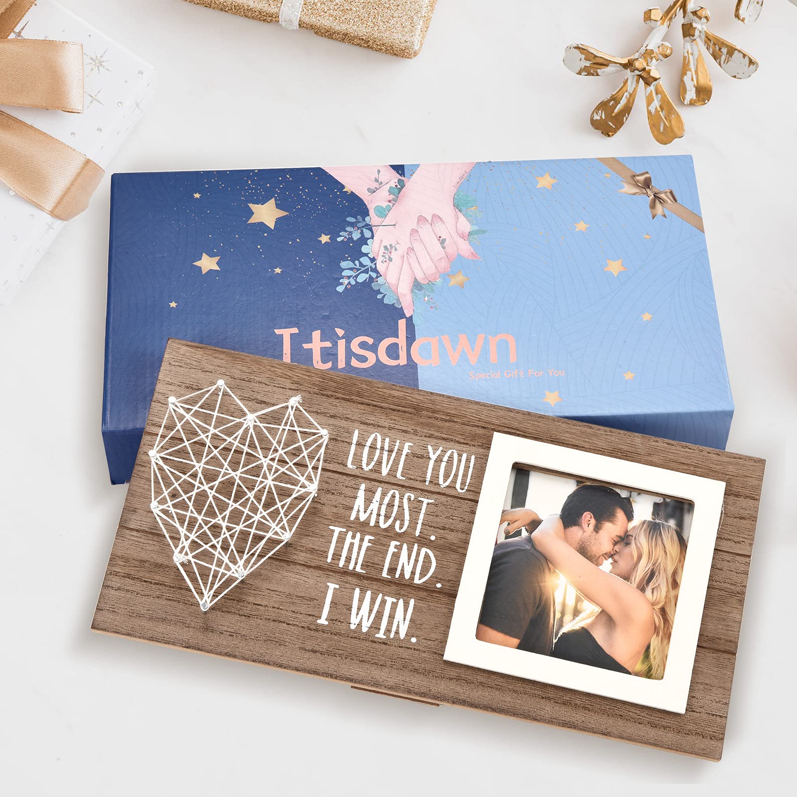 Gifts For Boyfriend Girlfriend Him Her, Anniversary Romantic I Love You Gifts, Couple Picture Frame 3x3 Inches Photo, Engagement Fiance Presents