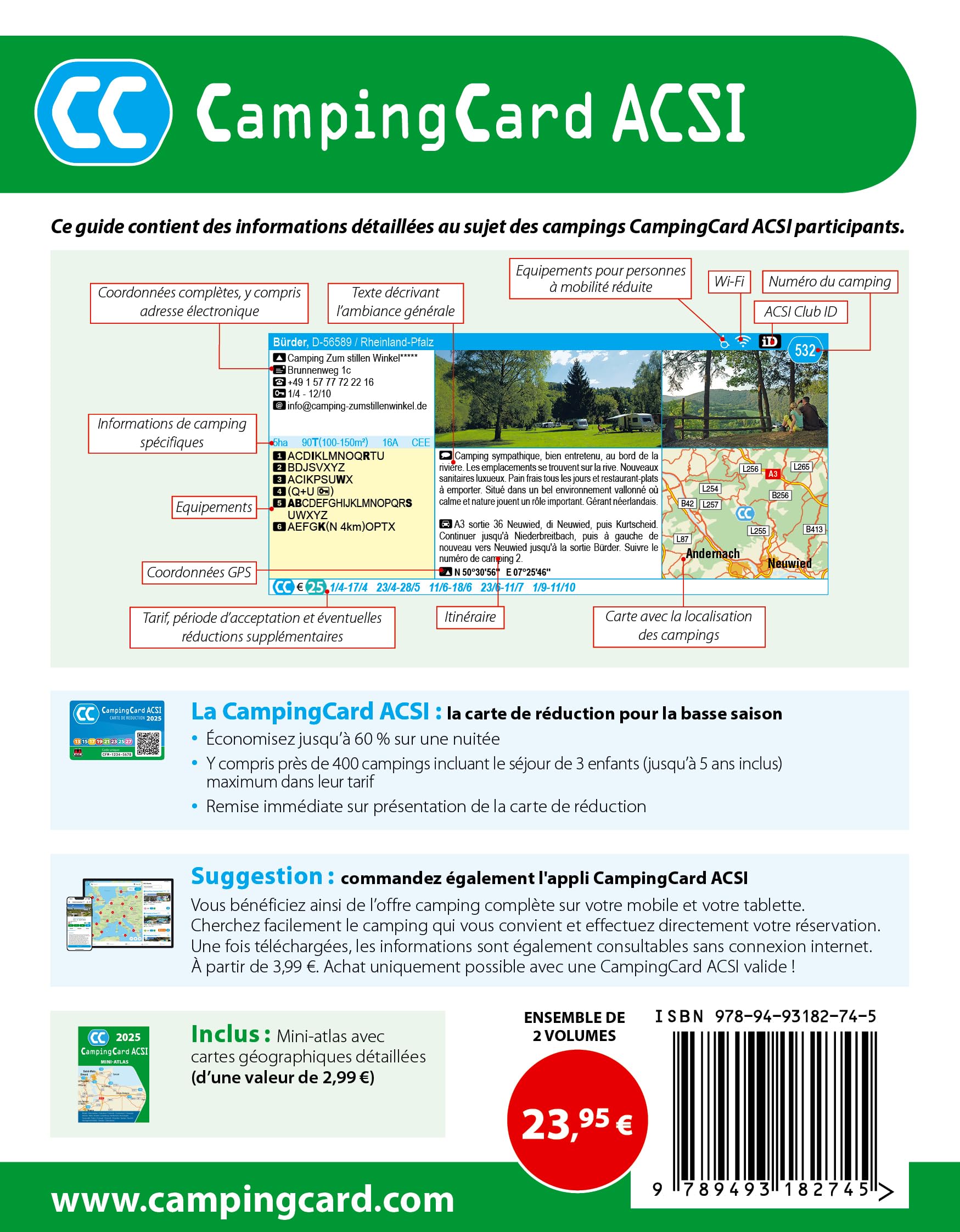 CampingCard ACSI 2025 - français: Ensemble de deux volumes