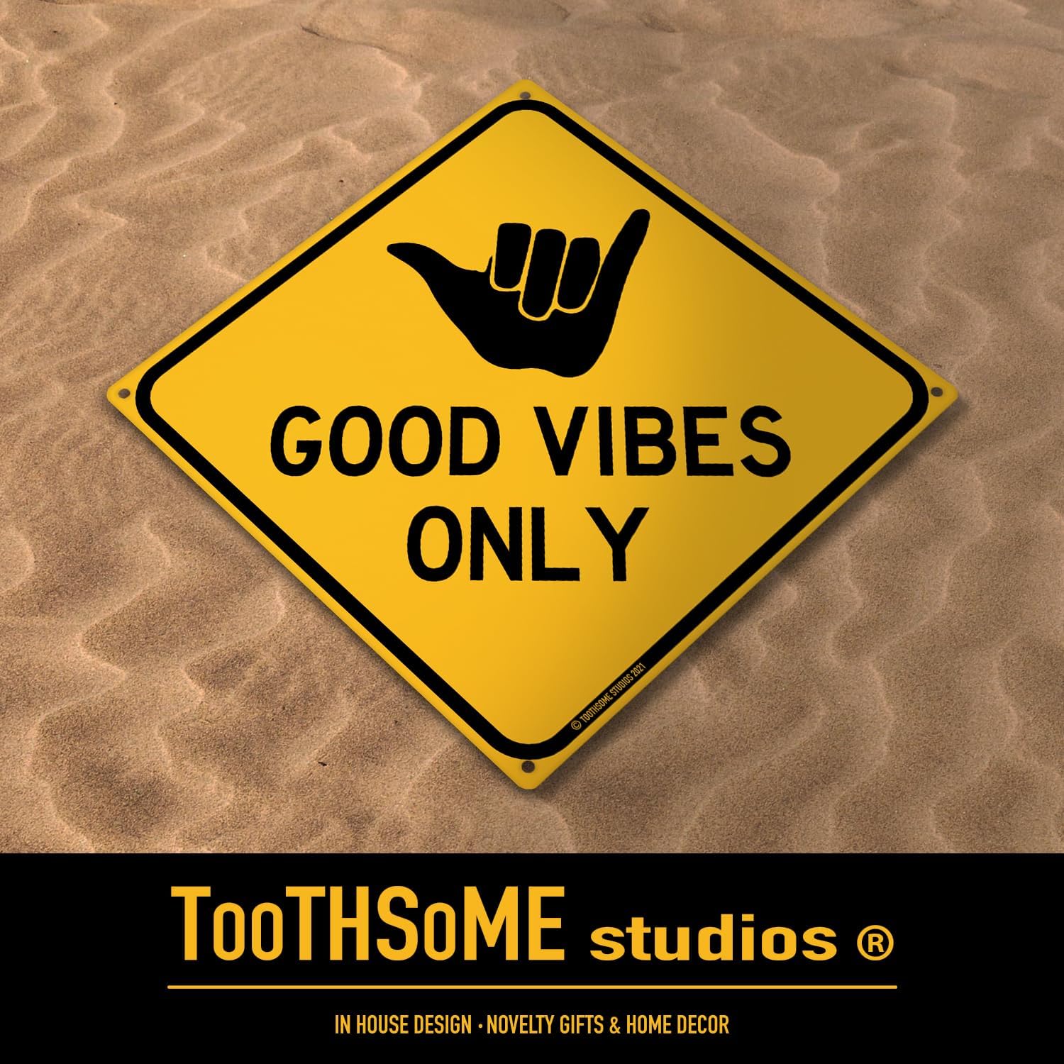 Good Vibes Only 12" x 12" Funny Tin Road Sign Aloha Shaka Surfer Theme Home Beach House Pool Decor Hang 10 Surf Dude Hawaii Plaque image 4