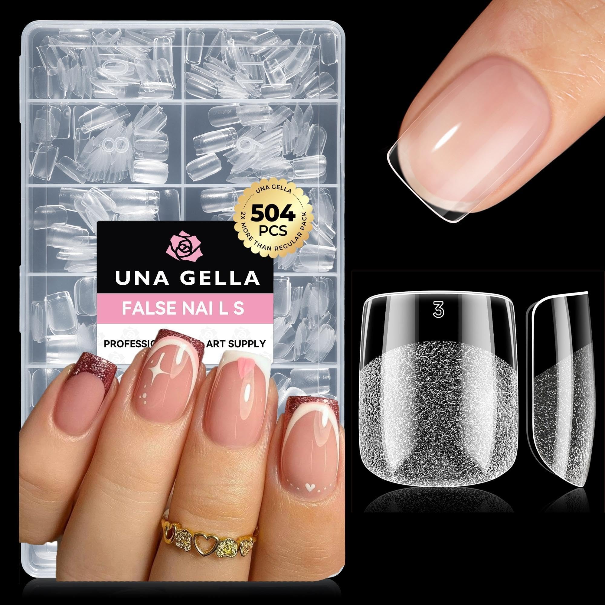 UNA GELLA Almond Nail Tips - 504PCS -28 UNA GELLA Almond Nail Tips - 504PCS -28