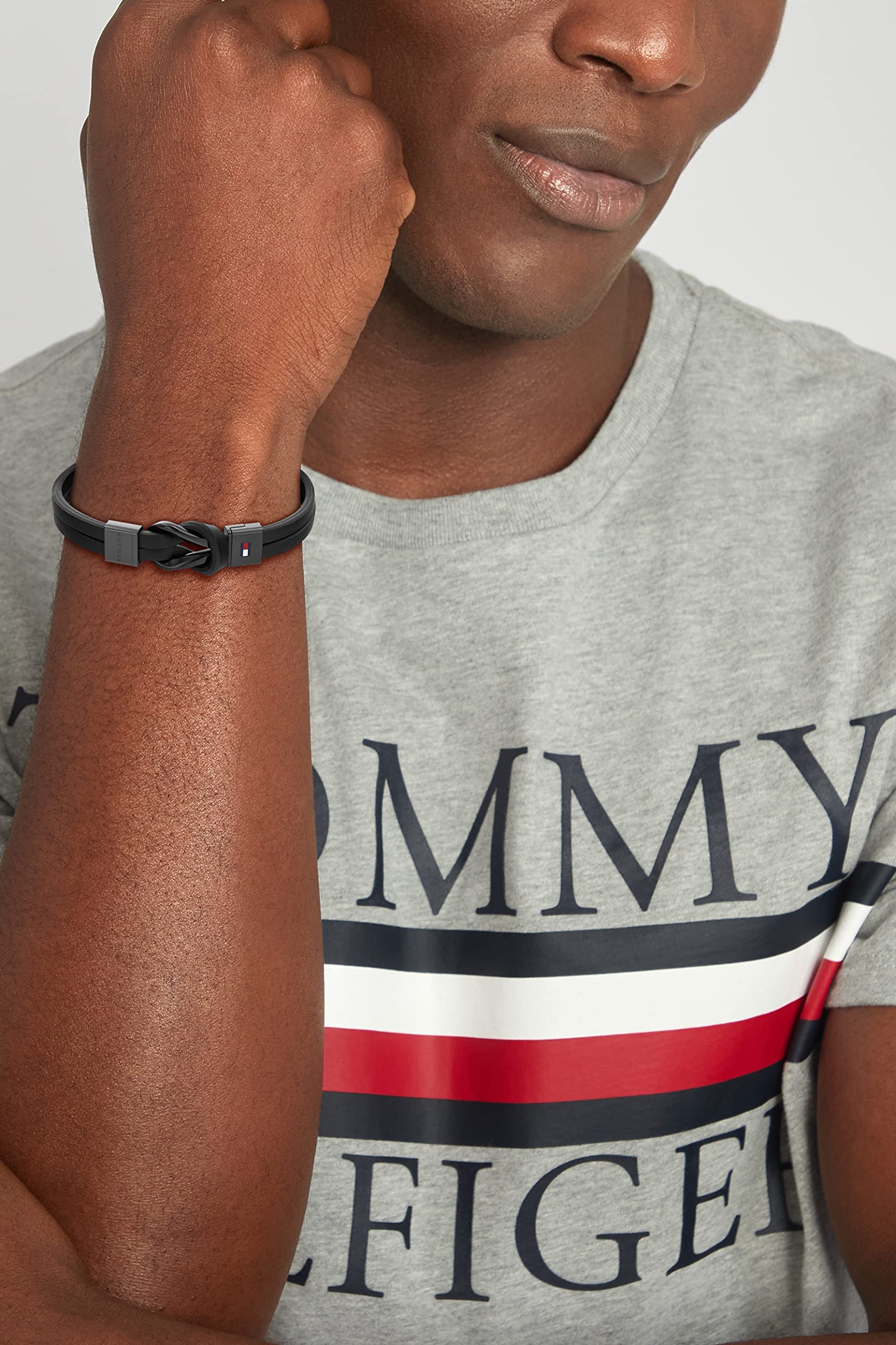 Tommy Hilfiger Biżuteria Męska Skórzana Bransoletka Czarna - 2790442