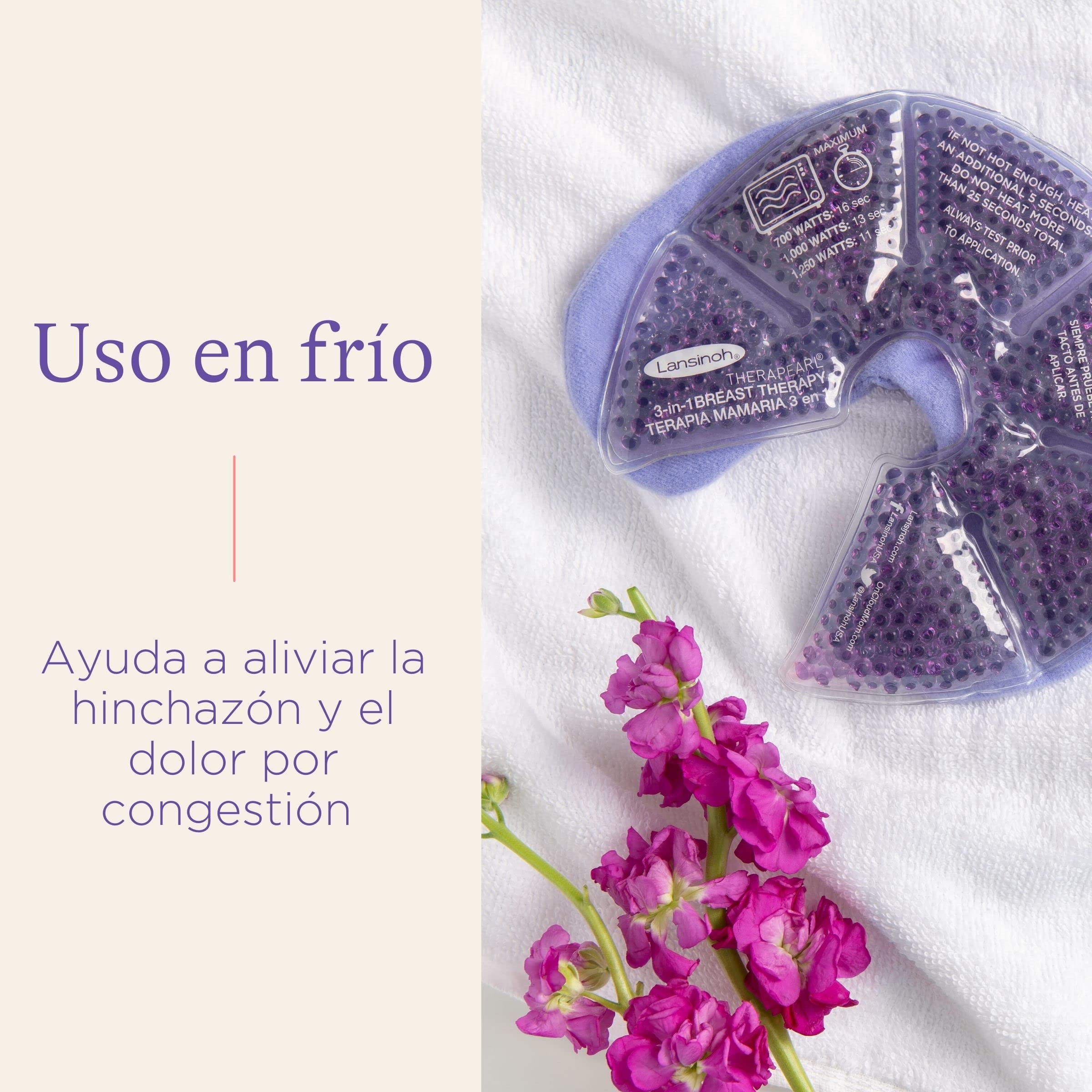 Lansinoh Terapia de Frío/Calor para el Pecho, TheraPearl 3 en 1. Para la mastitis, pechos congestionados y ayuda a la estimulación de la salida de la leche materna. 2 unidades con funda lavable