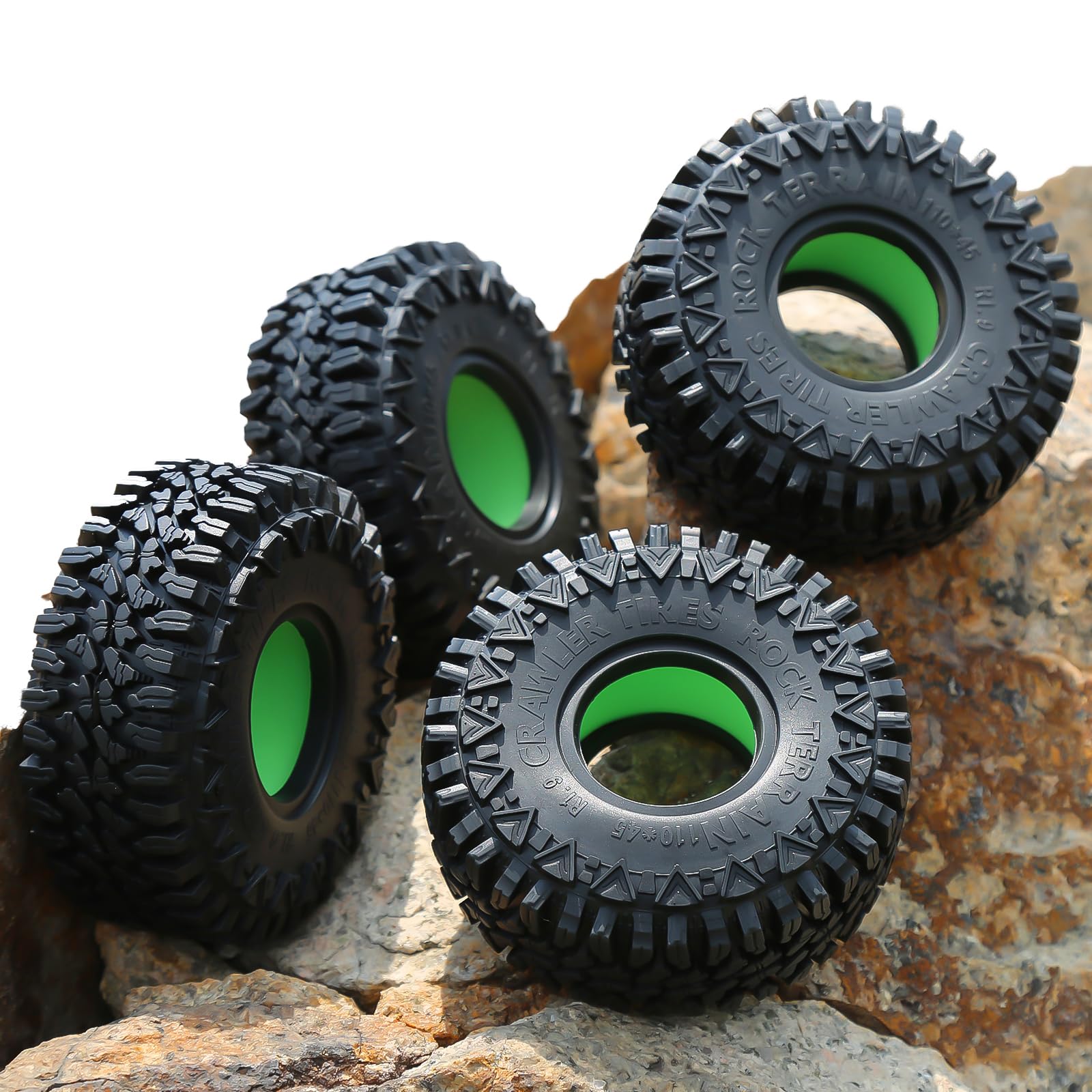 WLYEJEA 1.9inch RC Tires 4PCS 110mm RC Rock Crawler Tires Mud Grappler Rubber Tires Fit for 1/10 RC Crawler Axial SCX10 Traxxas TRX-4 Redcat Gen8 RC4WD D90 Tamiay CC01