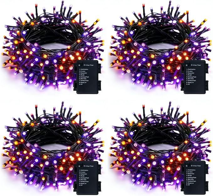 Dazzle Bright 4 Pack Battery Operated Halloween Lights, 16 FT String Lights