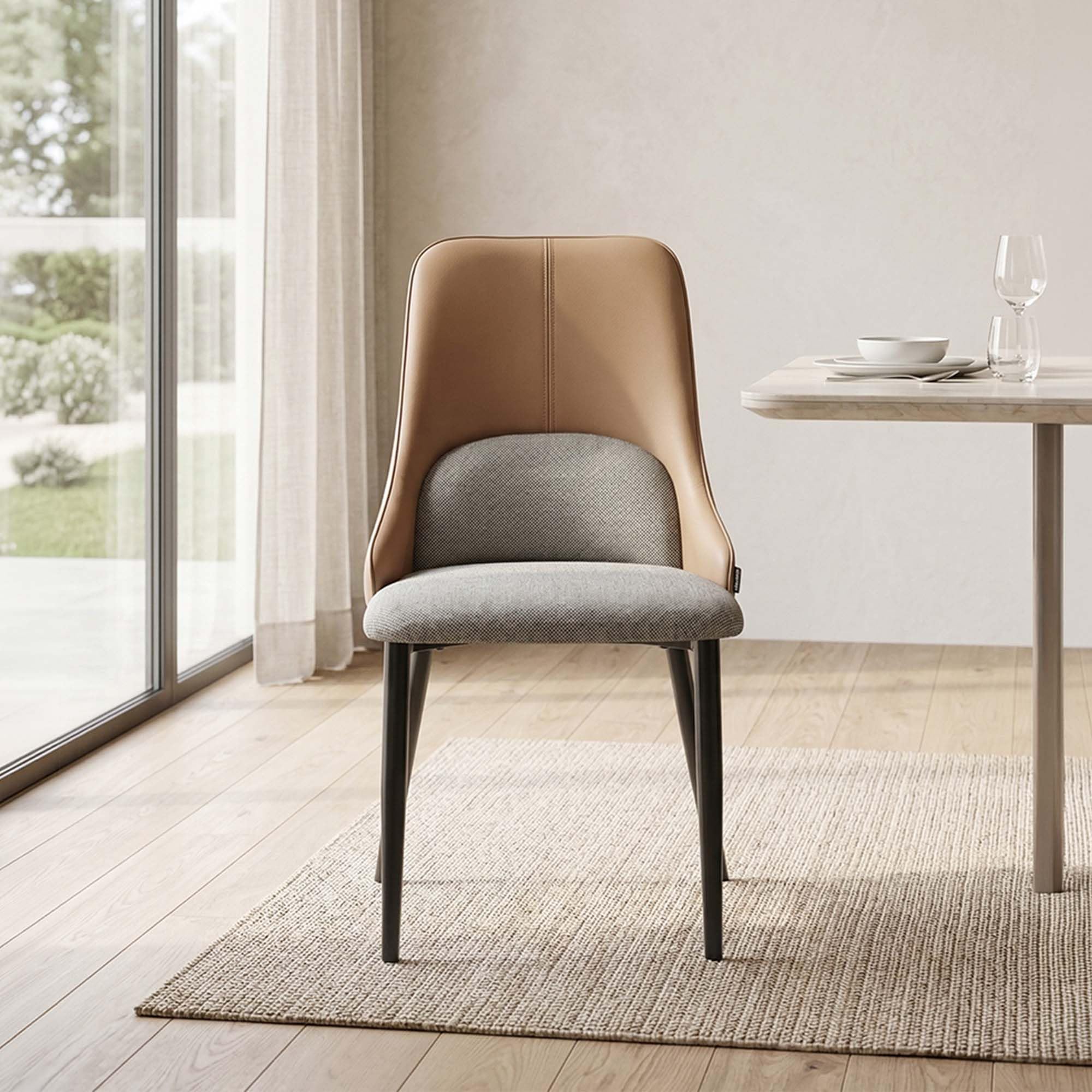 Royaloak Livon Dining Chair, Dual-Tone Leatherette Upholstery, Ergonomic Backrest, Padded Seat & Lumbar Support, Metal Frame, Chair for Dining, Office & Bedroom, W 19.68 X D 18.11 X H 36.22 Inches-image-43