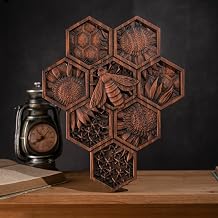 BGCOPPER Wood Bee Wall Decor Handmade Wooden Plaque Wall Hanging Art Decor for Home Room - 10 Inch