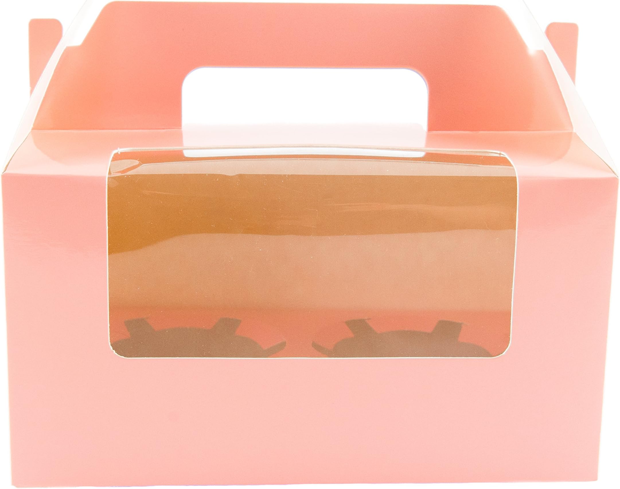 Bakewell's Cake Boxes 10 x Pink Cupcake Boxes Carrier Holds 2 Cakes with Display Window and Handle (10pcs)