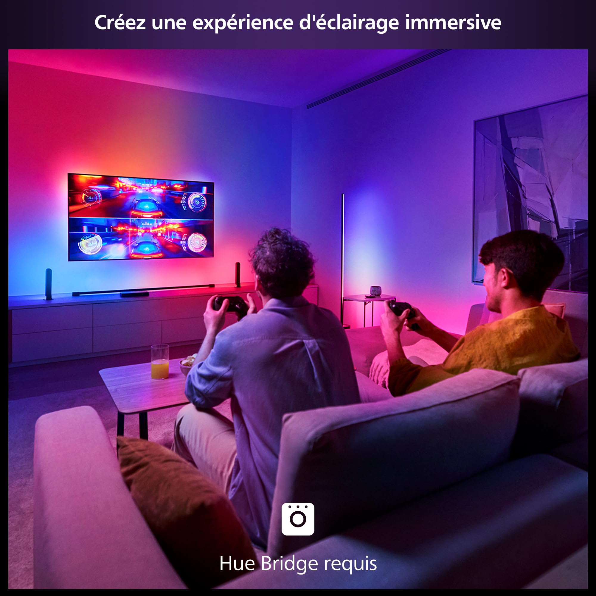 Philips Hue Play HDMI Sync Box 8K - Boitier connecté pour synchroniser jusqu'à 10 lumières avec Vos Jeux vidéo, Films et Musique - Nécessite Philips Hue Bridge - Compatible Dolby Vision HDR10+